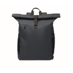 Roll-top laptop backpack, trolley strap, 15'' blue colour fourth view