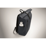 Roll-top laptop backpack, trolley strap, 15'' blue colour eighth photographic view