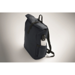 Roll-top laptop backpack, trolley strap, 15'' blue colour photographic view