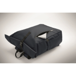 Roll-top laptop backpack, trolley strap, 15'' blue colour photographic view