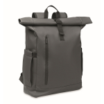 Roll-top laptop backpack, trolley strap, 15'' dark grey colour