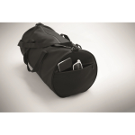 Polyester and PU travel bag, side compartments black colour third photographic view