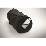Polyester and PU travel bag, side compartments black colour fourth photographic view