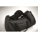 Polyester and PU travel bag, side compartments black colour fifth photographic view