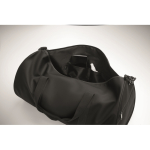 Polyester and PU travel bag, side compartments black colour sixth photographic view