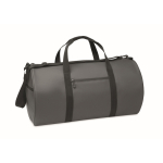 Polyester and PU travel bag, side compartments dark grey colour