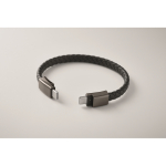 Braided PU bracelet, charging and data cable, 60W black colour third photographic view