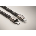 Braided PU bracelet, charging and data cable, 60W black colour fourth photographic view
