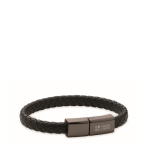 Braided PU bracelet, charging and data cable, 60W black colour view with print area