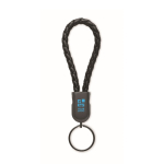 Black braided bracelet, charging and data cable, 60W black colour view with print area