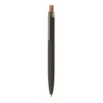Recycled aluminium pen, cork click, blue ink black colour