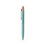 Recycled aluminium pen, cork click, blue ink light blue colour view with print area