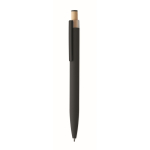 Recycled aluminium pen, bamboo click, blue ink black colour