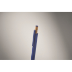 Recycled aluminium pen, bamboo click, blue ink blue colour second photographic view