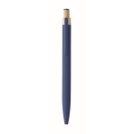 Recycled aluminium pen, bamboo click, blue ink blue colour fourth view