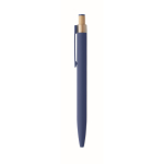 Recycled aluminium pen, bamboo click, blue ink blue colour fifth view