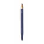 Recycled aluminium pen, bamboo click, blue ink blue colour sixth view