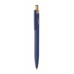Recycled aluminium pen, bamboo click, blue ink blue colour main view