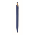 Recycled aluminium pen, bamboo click, blue ink blue colour second main view