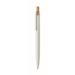 Recycled aluminium pen, bamboo click, blue ink white colour