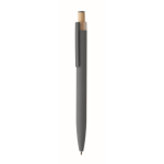 Recycled aluminium pen, bamboo click, blue ink dark grey colour