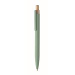 Recycled aluminium pen, bamboo click, blue ink mint green colour