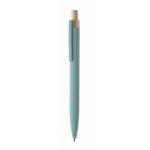 Recycled aluminium pen, bamboo click, blue ink light blue colour