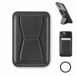 Magnetic leather phone card holder, stand function black colour
