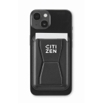 Magnetic leather phone card holder, stand function black colour third main view