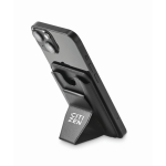 Magnetic leather phone card holder, stand function black colour fourth main view