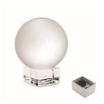Round glass trophy, matching base, customisable transparent colour view with print area