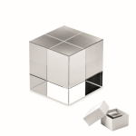 Elegant cube-shaped glass award, transparent colour