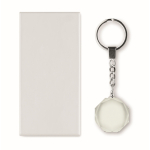 Branded round glass keyring, geometric finish transparent colour second view