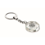 Branded round glass keyring, geometric finish transparent colour main view