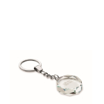 Branded round glass keyring, geometric finish transparent colour view with print area