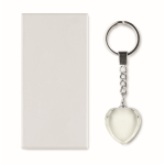 Heart-shaped glass keyring, customisable transparent colour second view