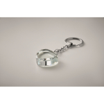 Heart-shaped glass keyring, customisable transparent colour third photographic view