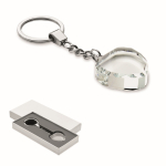 Heart-shaped glass keyring, customisable transparent colour sixth view