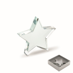 Branded star-shaped glass trophy transparent colour