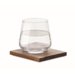 Short glass tumbler, whisky, acacia wood coaster transparent colour second view