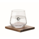 Short glass tumbler, whisky, acacia wood coaster transparent colour second main view