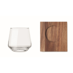 Short glass tumbler, whisky, acacia wood coaster transparent colour fifth view