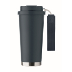 Recycled stainless steel tumbler, lid, straw 2-in-1, 500 ml navy-blue colour sixth view