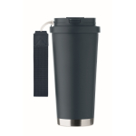 Recycled stainless steel tumbler, lid, straw 2-in-1, 500 ml navy-blue colour seventh view