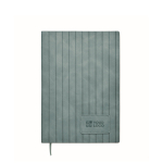 Softcover notebook, smoked synthetic leather, A5, ruled pages matt black colour view with print area