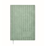 Softcover notebook, smoked synthetic leather, A5, ruled pages mint green colour