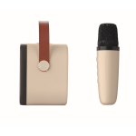 Vintage-style karaoke set, speaker with LED lights, microphone beige colour seventh view