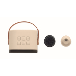 Vintage-style karaoke set, speaker with LED lights, microphone beige colour eighth view