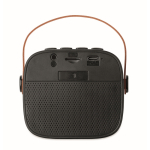 Square speaker, brown synthetic leather handle, vintage style black colour fifth view