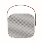 Square speaker, brown synthetic leather handle, vintage style white colour fourth view